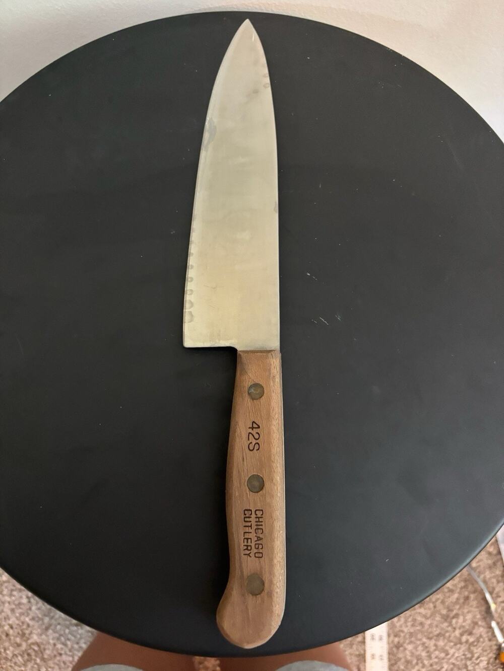 Vintage Chicago Cutlery Chef's Knife 42S w/ Wood Handle 8" Straight Edge Blade
